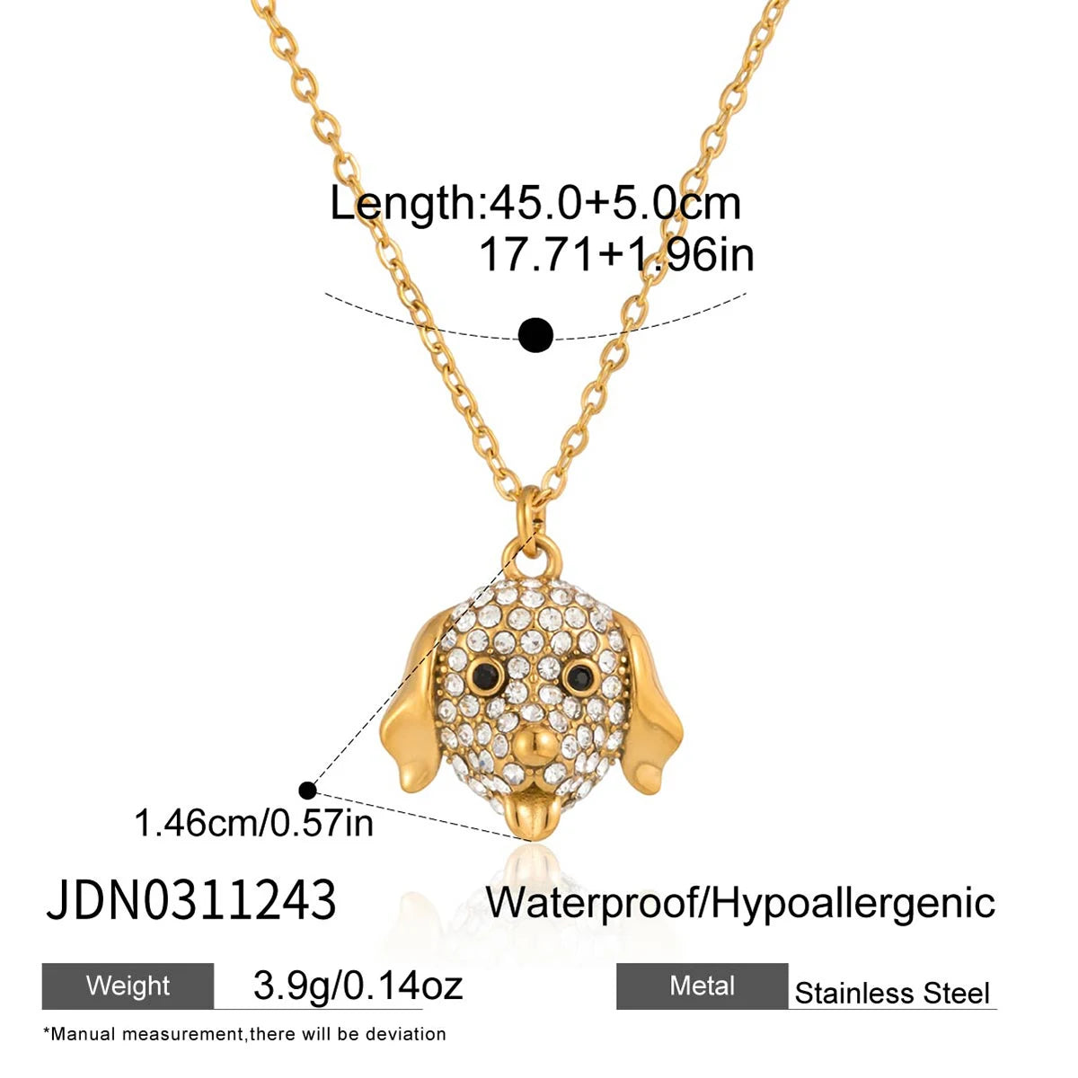 Cute Hug Dog Cat Pet Pendant Rhinestone Necklace