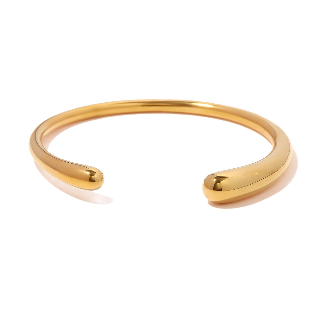 KIKA  316L Geometric Stainless Steel 18K Gold Color Cuff Bracelet Bangle Personalized Texture Waterproof Jewelry Party Gift