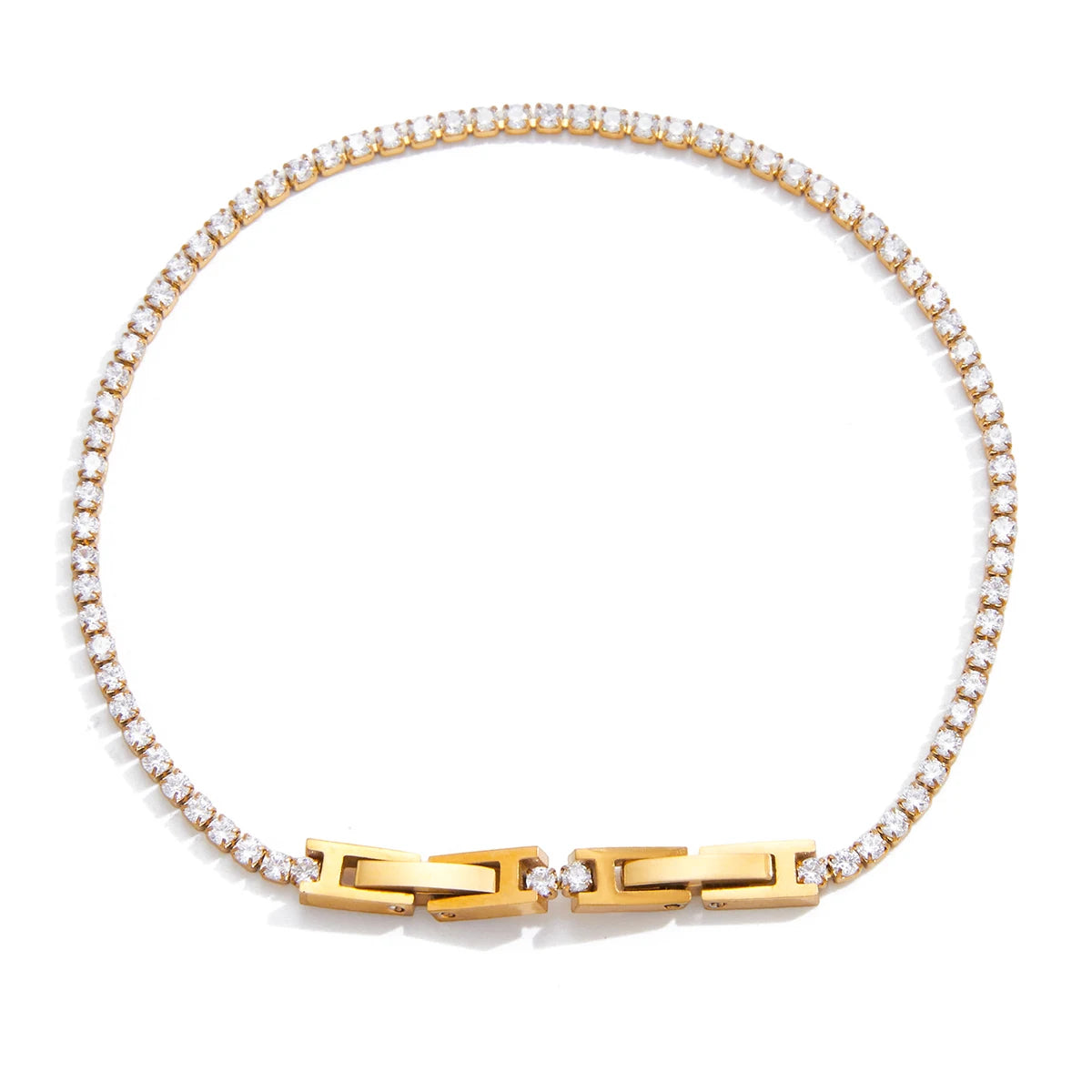 Classic White Round Zircon Tennis Ball Chain Bracelet