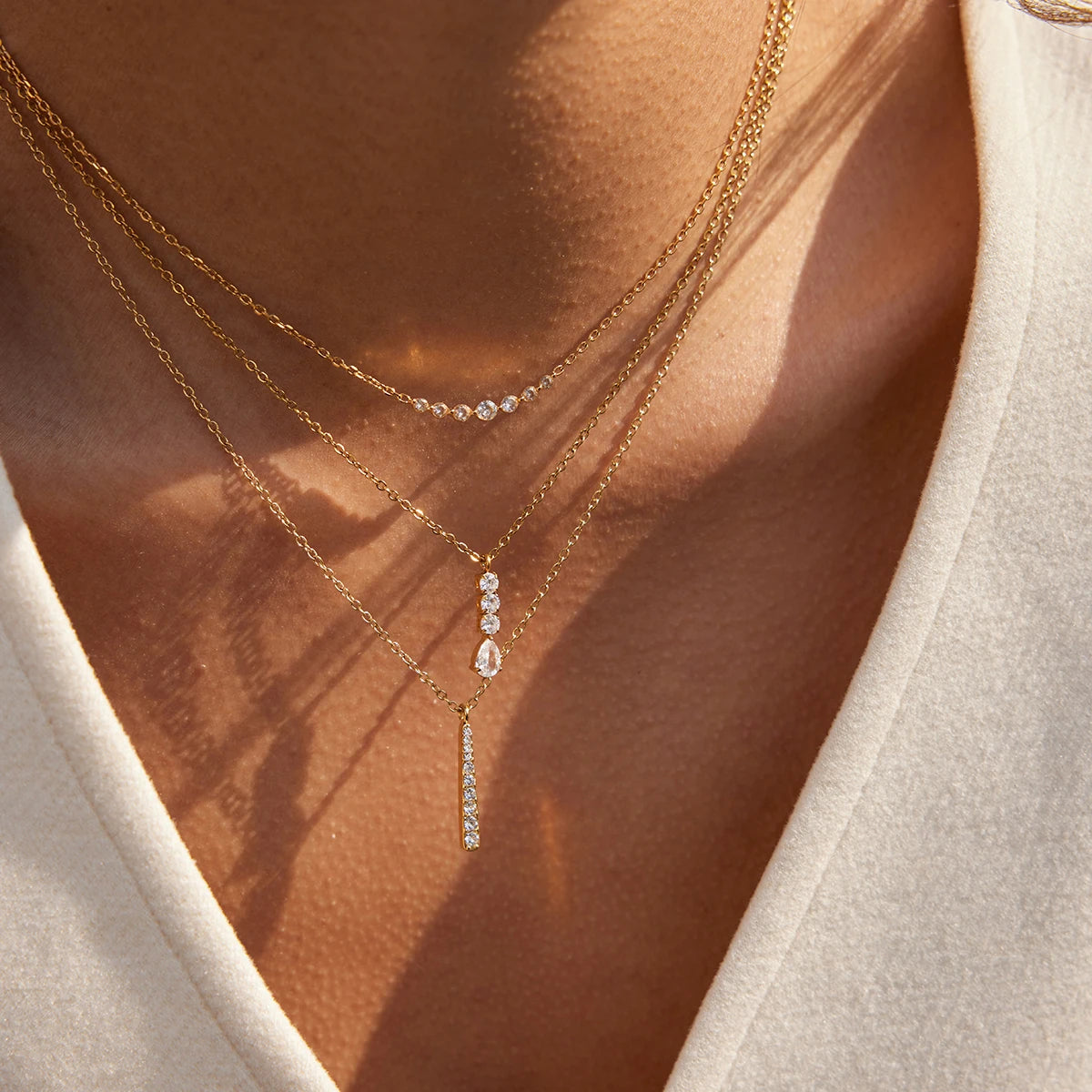 Kika Classic 18K Plated Gold Color Stainless Steel Water Droplet Shaped Pendant Necklace