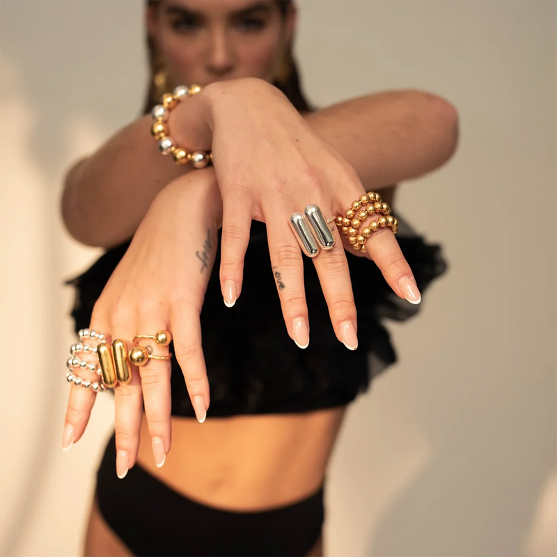 Kika Chic Stainless Steel Geometric Adjustable Ring
