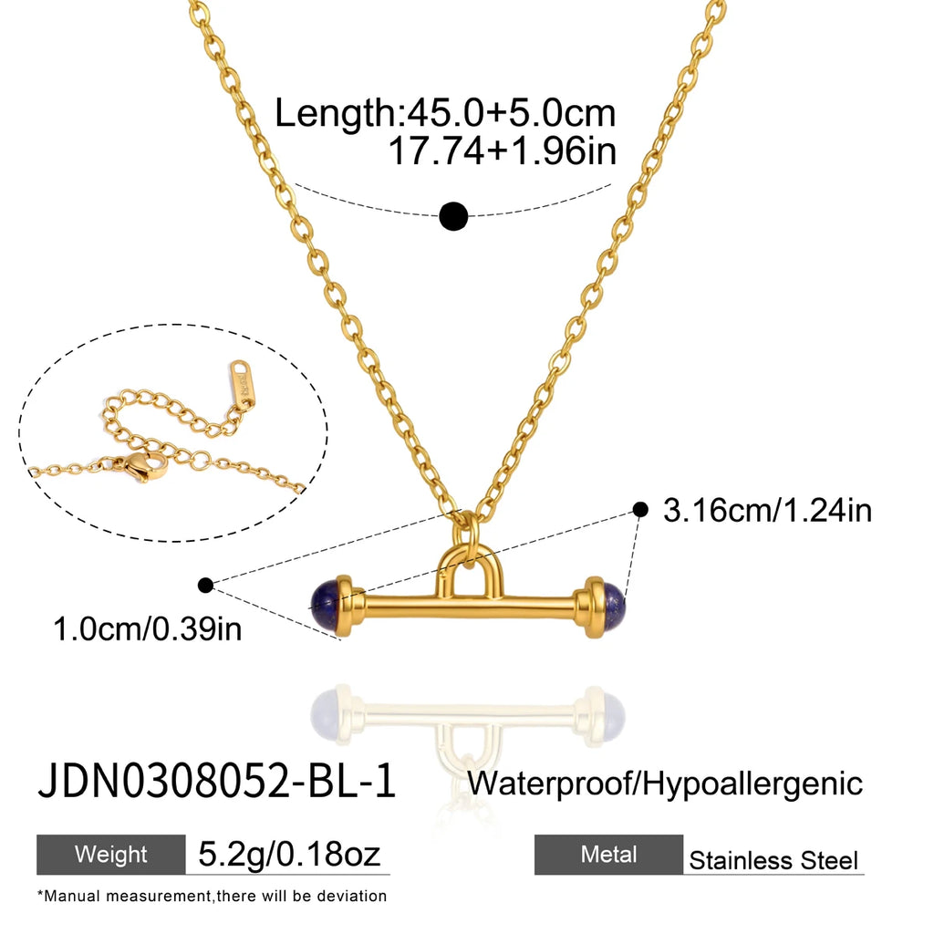 KIKA Natural Stone T Bar Pendant Necklace For Women Minimalist 18K Gold PVD Plated Stainless Steel Necklace Fashion Jewelry