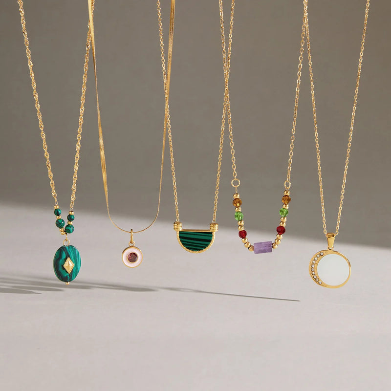 KIKA Classic Geometric Pendant Necklace For Women Minimalist 18K Gold PVD Plated Stainless Steel 316L