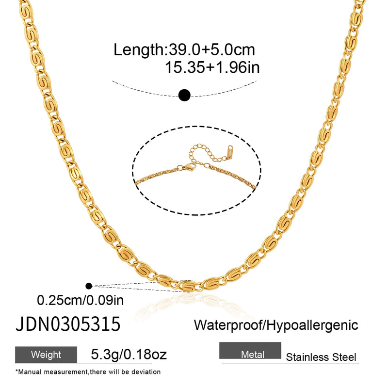 KIKA Classic Chain Necklace For Women Minimalist 18K Gold PVD Plated Stainless Steel Necklace Waterproof Fashion Jewelry Gift