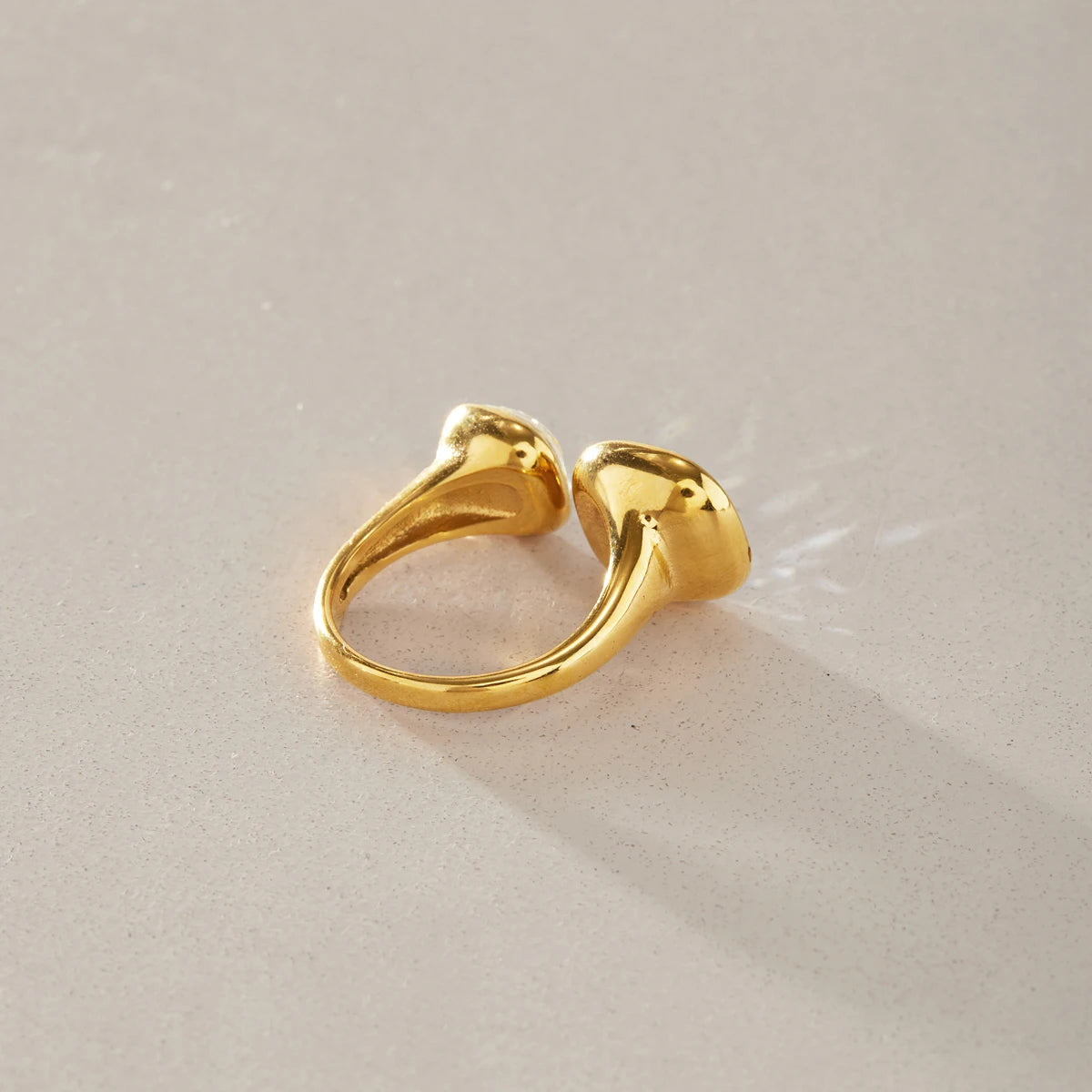 KIKA Lovely Geometric Glass Crystal Open RingsPVD 18K Gold Plated Stainless Steel 316L