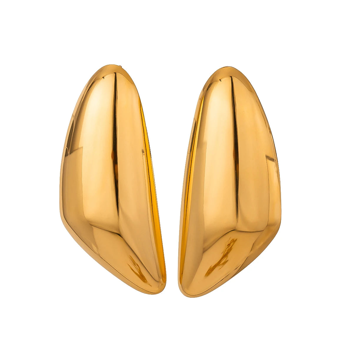 Kika Stainless Steel Elongated Unusual Stud Earrings