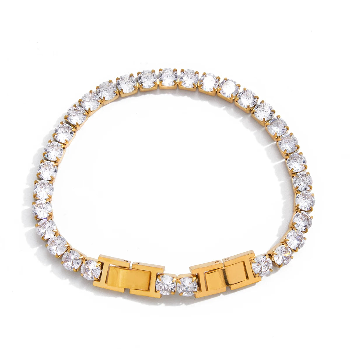 Classic White Round Zircon Tennis Ball Chain Bracelet