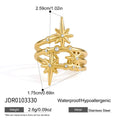 KIKA  Zircon Star Multilayer Open Rings PVD Plated Stainless Steel 316L