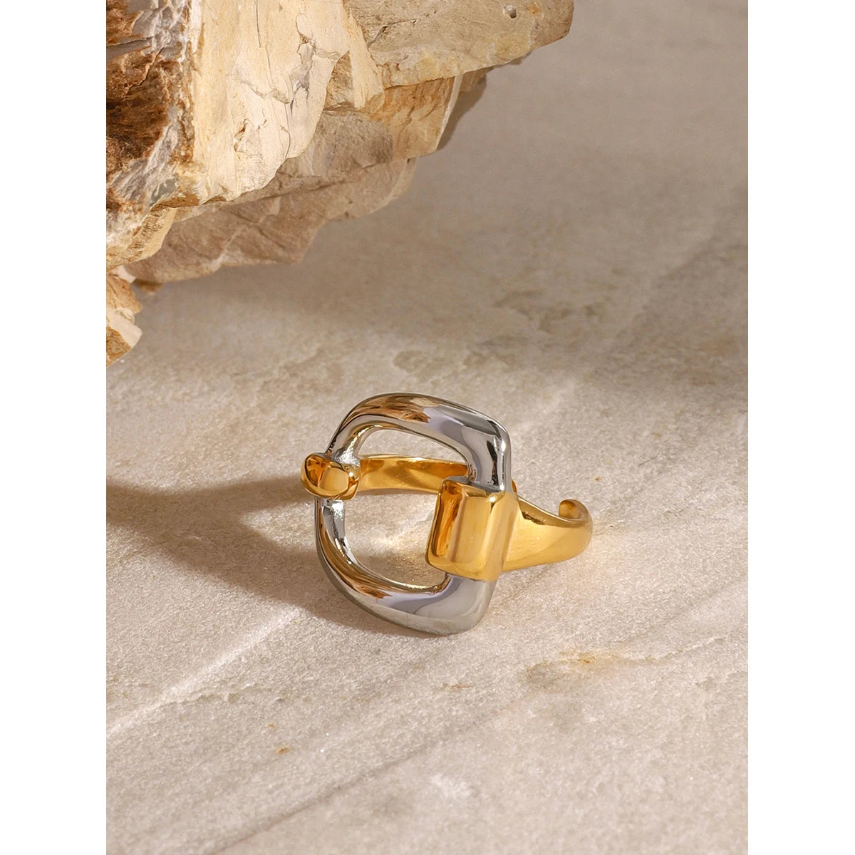 Kika Stainless Steel Combination Letter D Open Ring