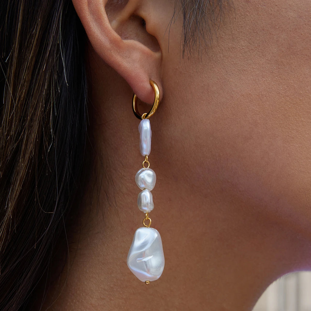 Heart-Shaped Pearl Shaped Acrylic Pearl Tassel Earrings