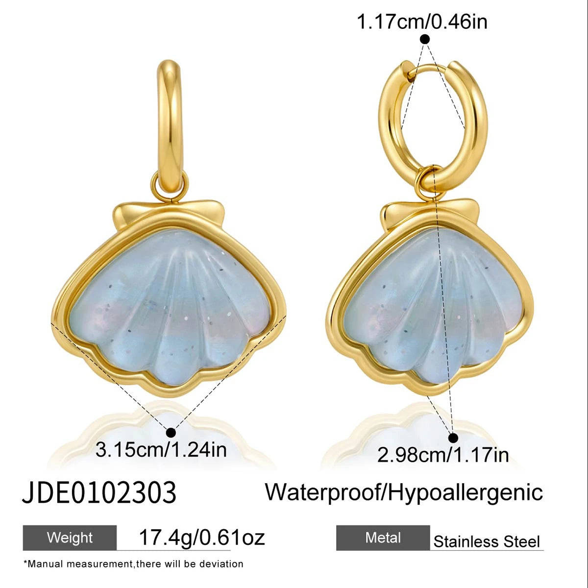 Kika Shell Starfish Pendant Necklace T Bar Stainless Steel Hypoallergenic Waterproof