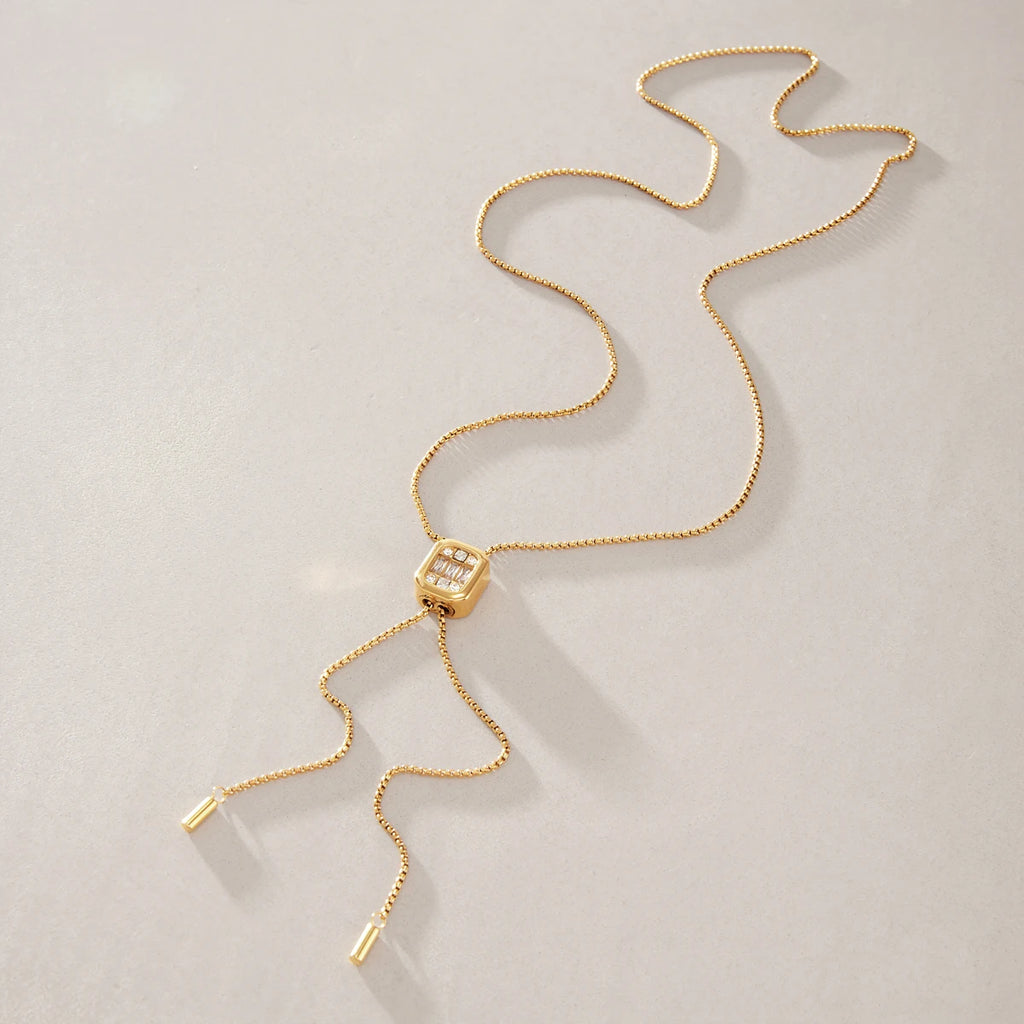 KIKA Delicate 80cm Adjustable Long Chain Necklace  18K Gold PVD Plated Stainless Steel 316L