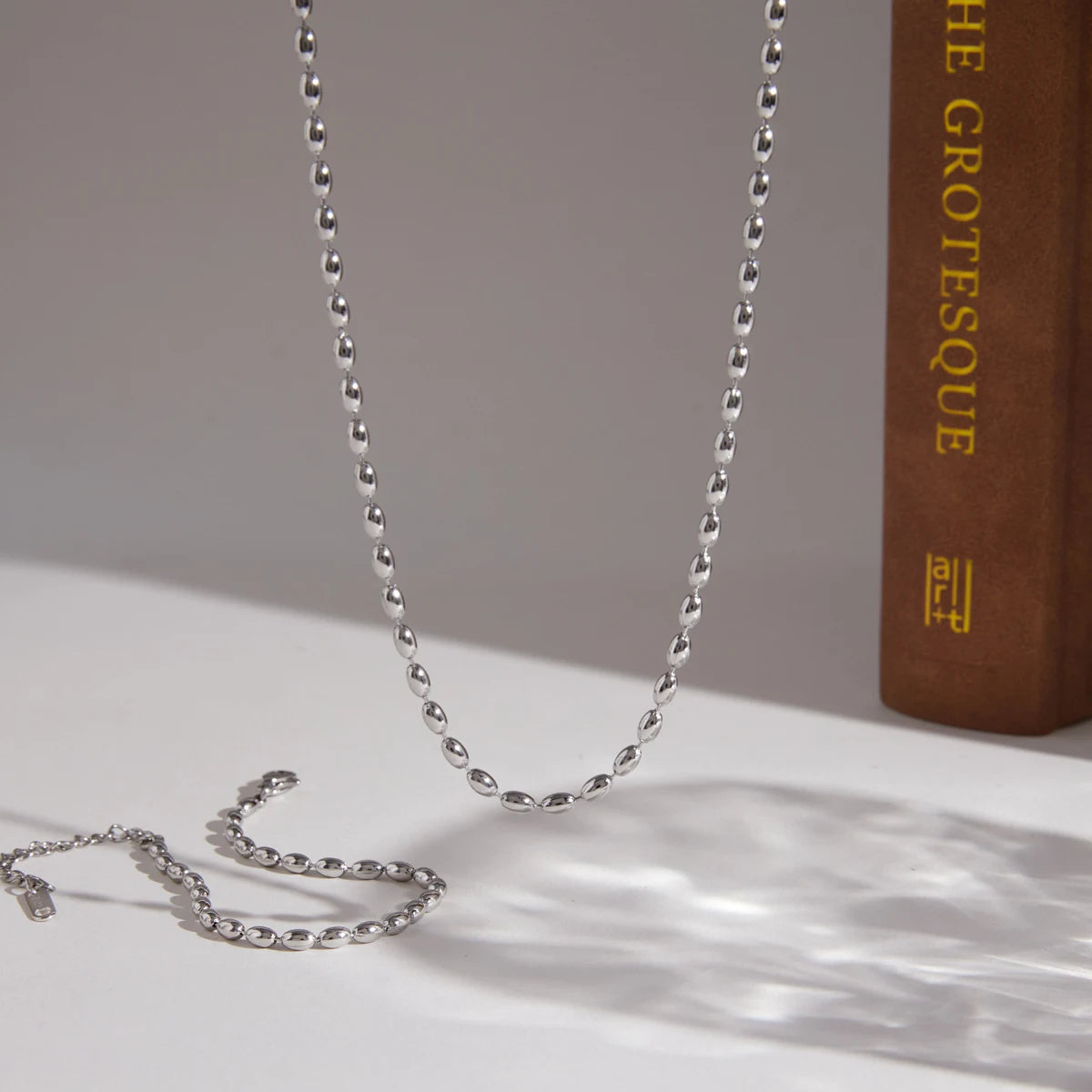 Kika Minimalist Beaded Chain Necklace Bracelet