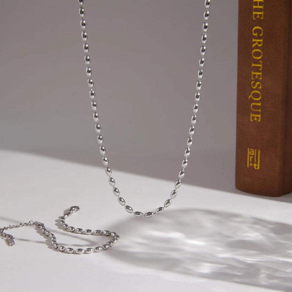 Kika Minimalist Beaded Chain Necklace Bracelet