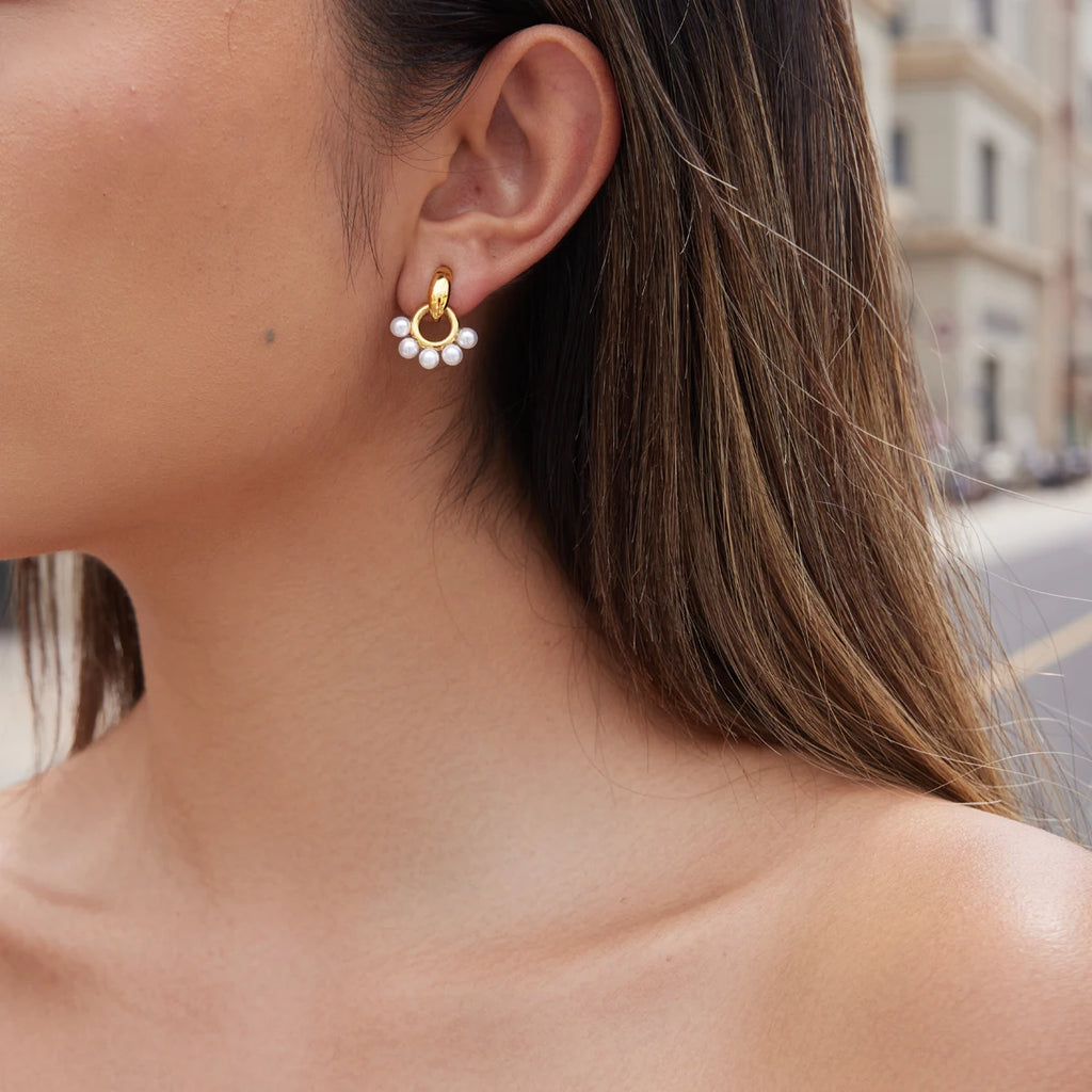 KIKA Elegant Imitation Pearl Stud Earrings 18K Gold PVD Plated Stainless Steel 316L