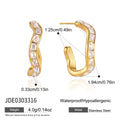 KIKA Elegant Iced Out Crystal Wave Shape Stud Earrings For Women 18K Gold Plated Stainless Steel 316L  Earrings Fashion Jewelry Gift