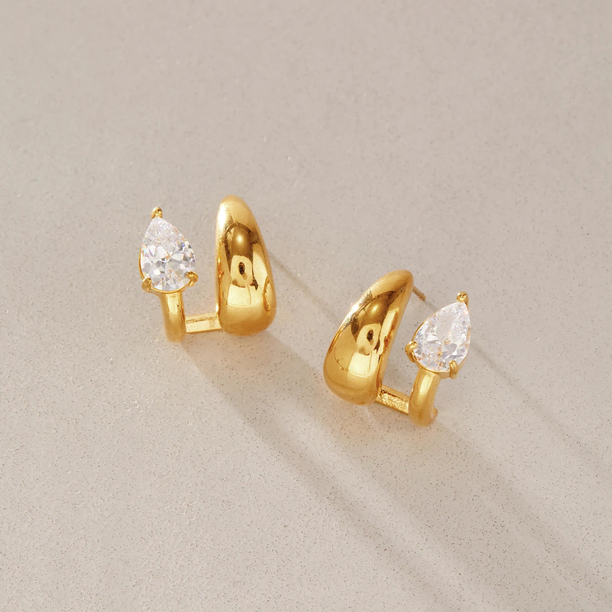 KIKA Delicate Water Drop Zircon Earrings For Women Double Layer 18K Gold PVD Plated Stainless Steel Earrings Fashion Jewelry