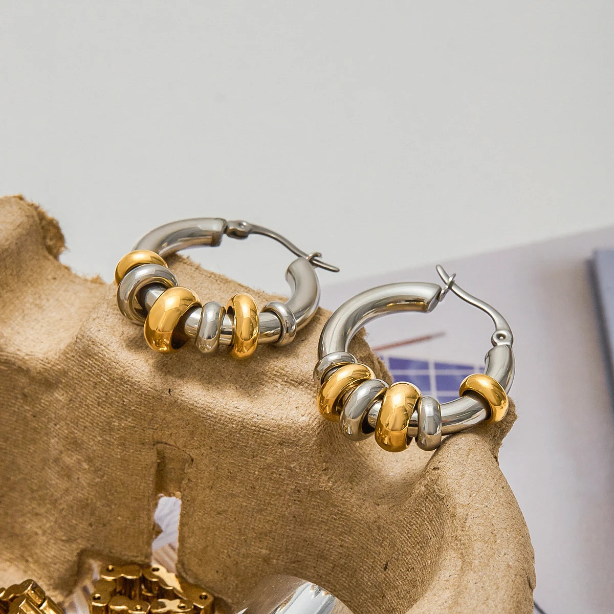 KIKA Minimalist 18K Gold Color PVD  Plated Stainless Steel 316L  Mobile Multi Loop Earrings