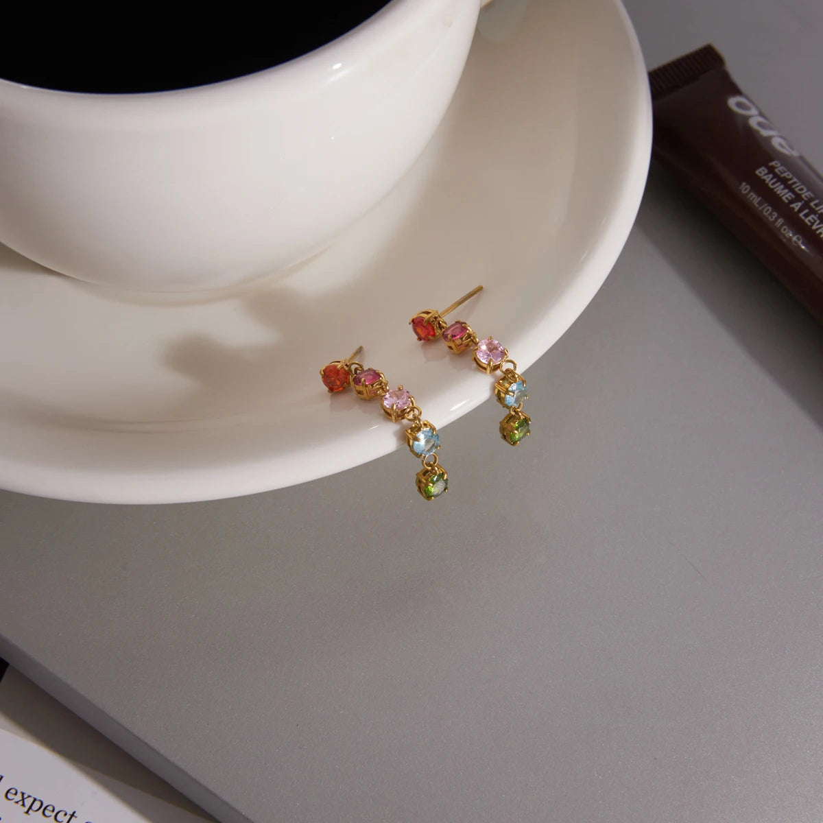 Kika Multicolor Round Zircon Drop Earrings