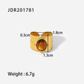 Kika Stainless Steel Natural Stone Tiger bead Wide Open Ring Jewelry 18k Gold Color Plated Metal Charm Chic Jewelry for Women